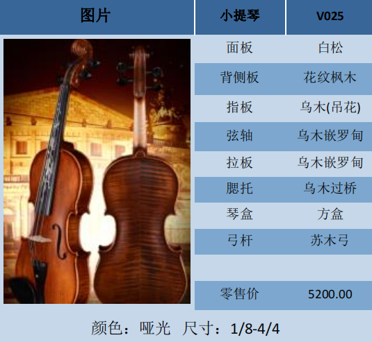 斯托立克拉克小提琴V025